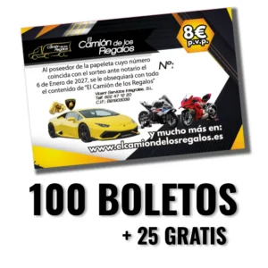 100 BOLETOS + 25 GRATIS